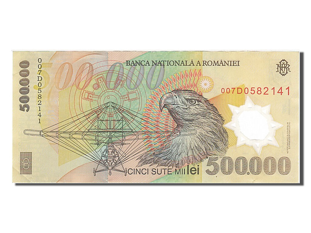 Romania, 500,000 Lei, 2000, KM #115a, AU(50-53), 007D0582141