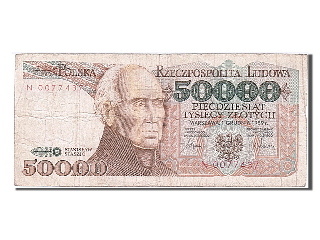 Poland, 50,000 Zlotych, 1989, KM #153a, 1989-02-01, VG(8-10), N 0077437