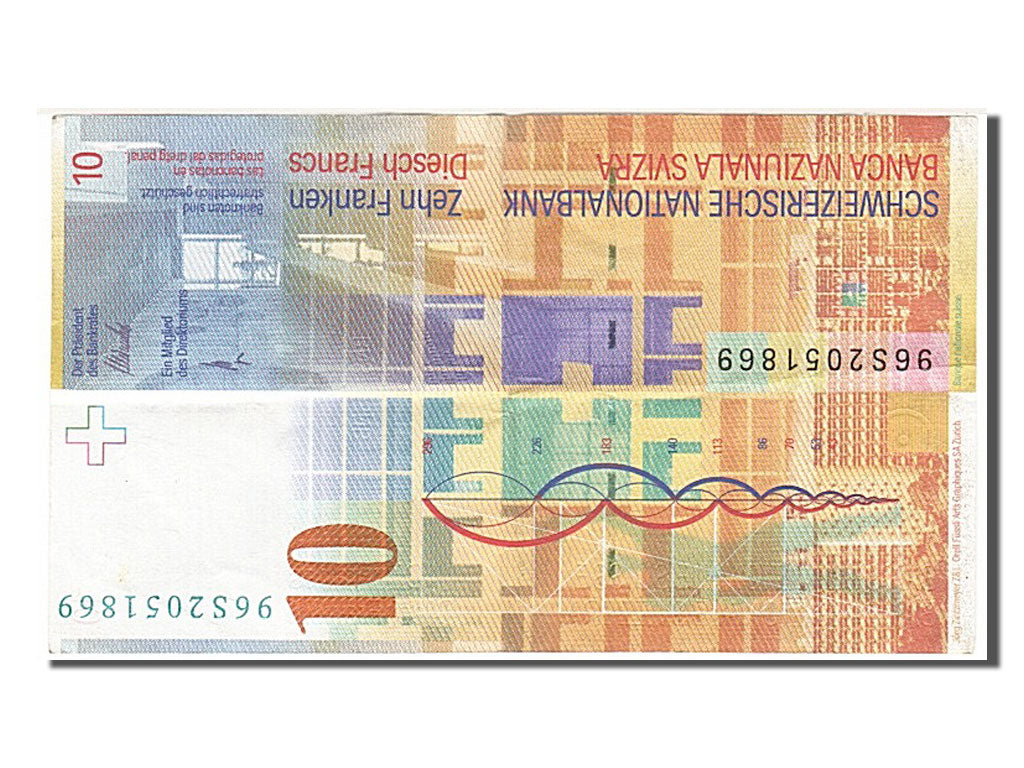 Switzerland, 10 Franken, 1996, KM #66b, VF(30-35), 96S2051869