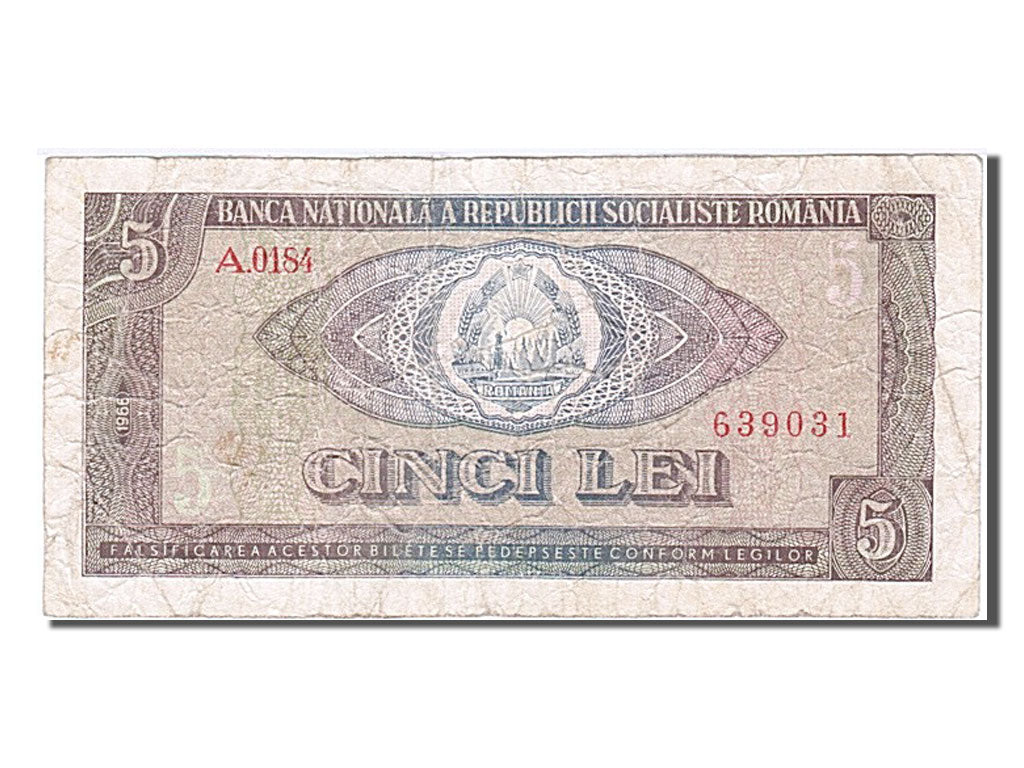 Romania, 5 Lei, 1966, KM #93a, VG(8-10), A0184 639031