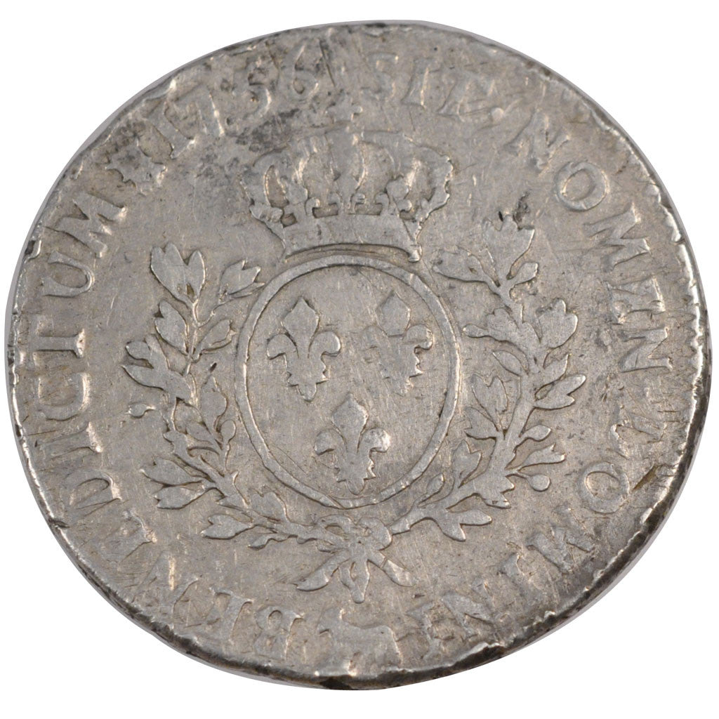 FRANCE, Écu de Béarn au bandeau, ECU, 1756, Pau, KM #518, VF(20-25), Silver, Ga.
