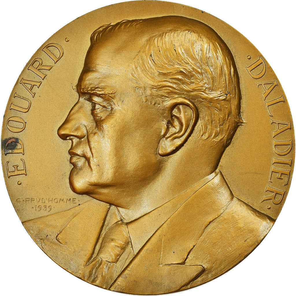 Francia, medalla, Edouard Daladier, Défense Nationale, Politics, Society, War