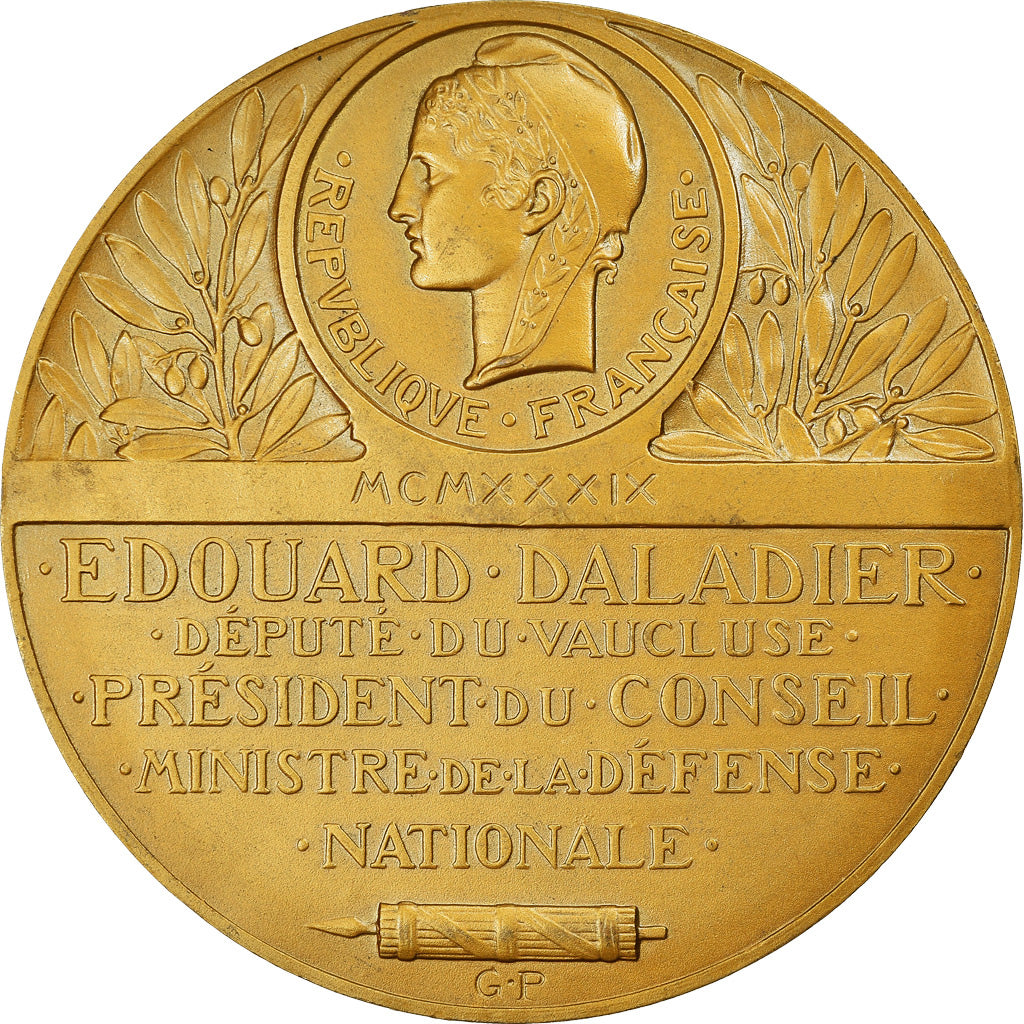 Francia, medalla, Edouard Daladier, Défense Nationale, Politics, Society, War