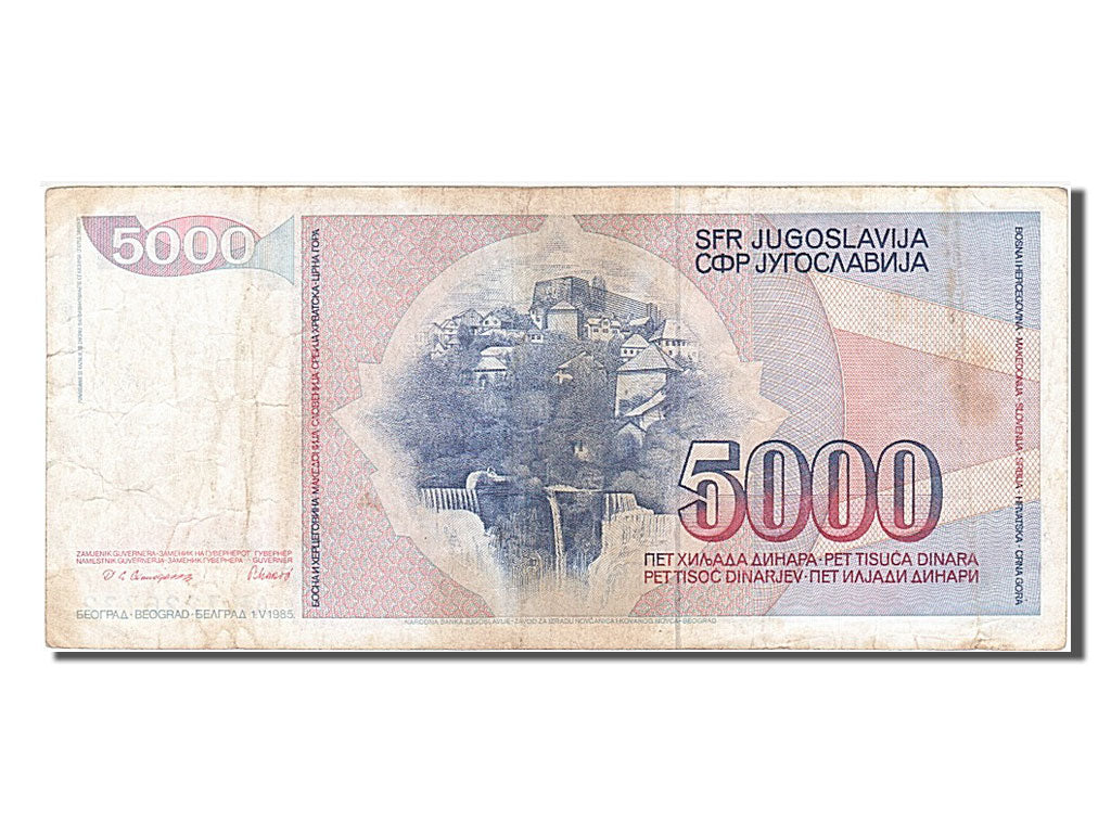 Yugoslavia, 5000 Dinara, 1985, KM #93a, 1985-05-01, F(12-15), AF 7226732