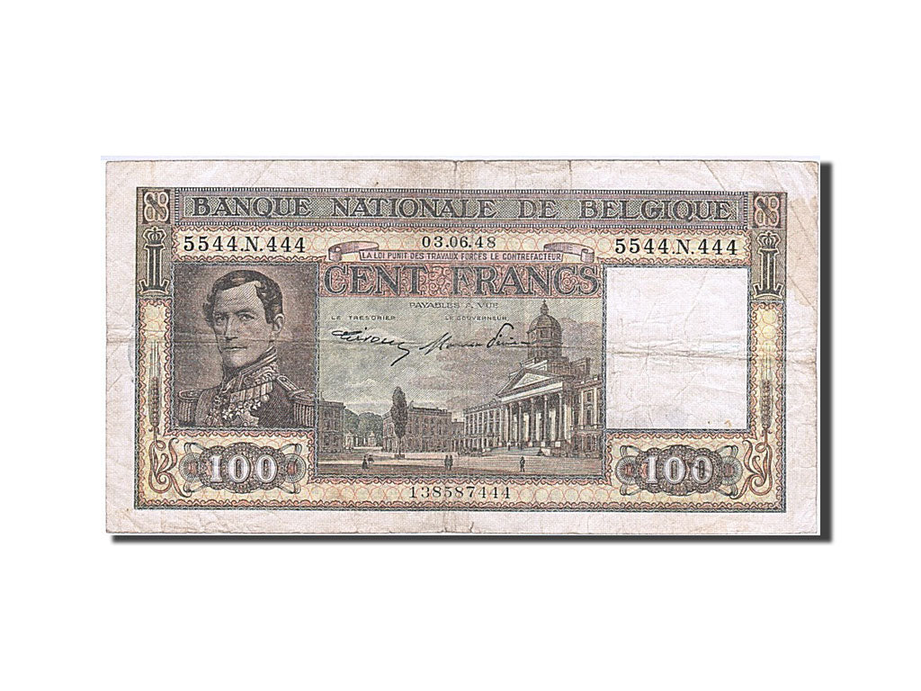 Banknote, Belgium, 100 Francs, 1946, 1946-06-03, VG(8-10)