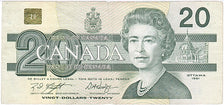 Billete, 20 Dollars, 1991, Canadá, MBC+
