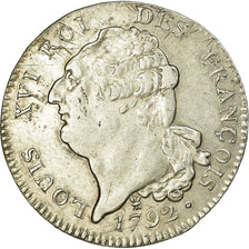 Moneta, Francia, Écu de 6 livres françois, ECU, 6 Livres, 1792, Limoges, BB+