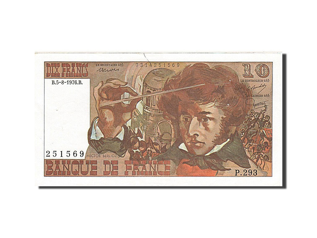Billet, France, 10 Francs, 10 F 1972-1978 ''Berlioz'', 1976, 1976-08-05, SPL
