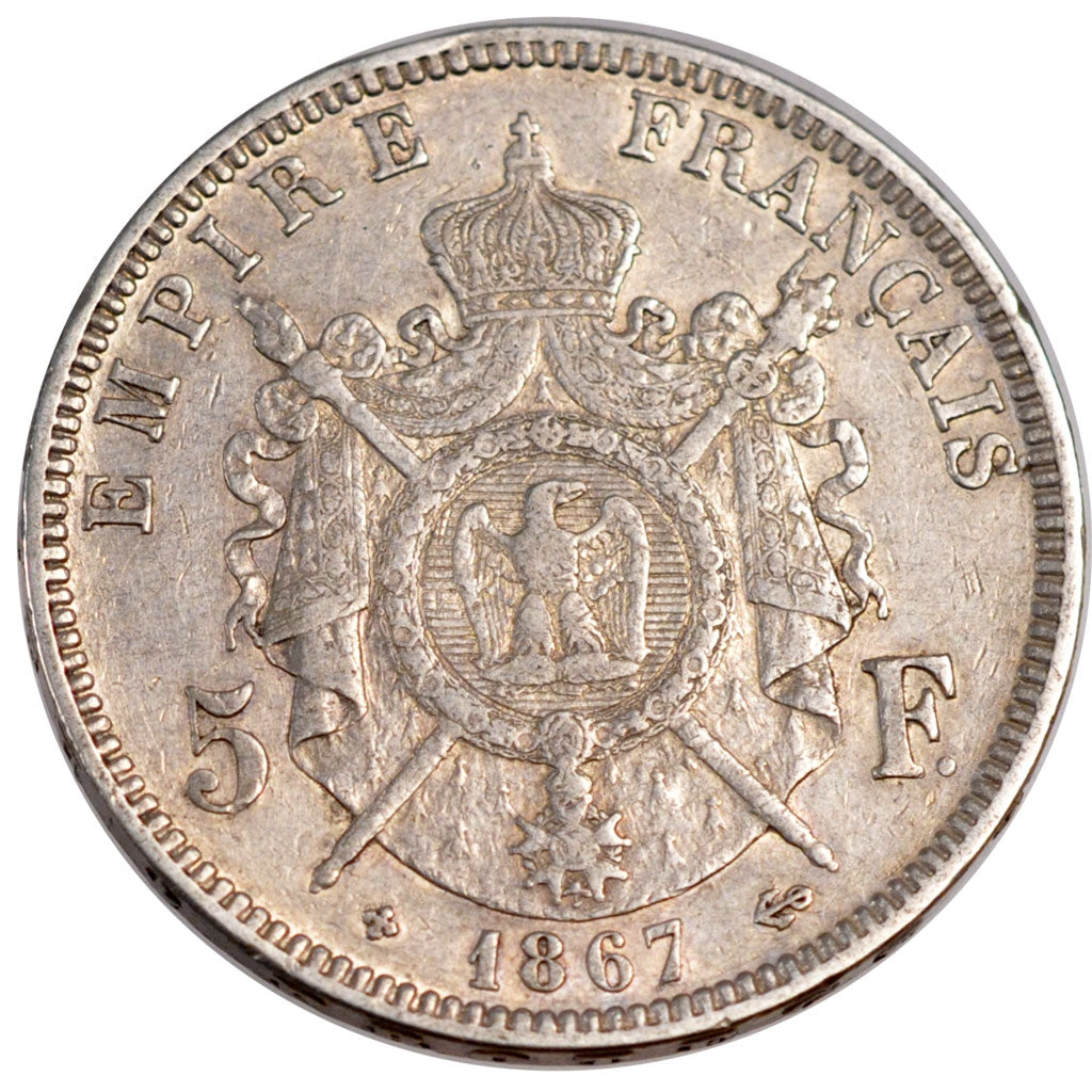 Second Empire, 5 Francs Napoléon III tête laurée