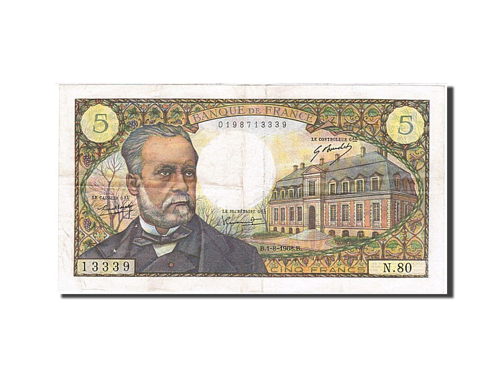 Francia, 5 Francs, 5 F 1966-1970 ''Pasteur'', 1968, KM:146b, 1968-08-01, MB+,...