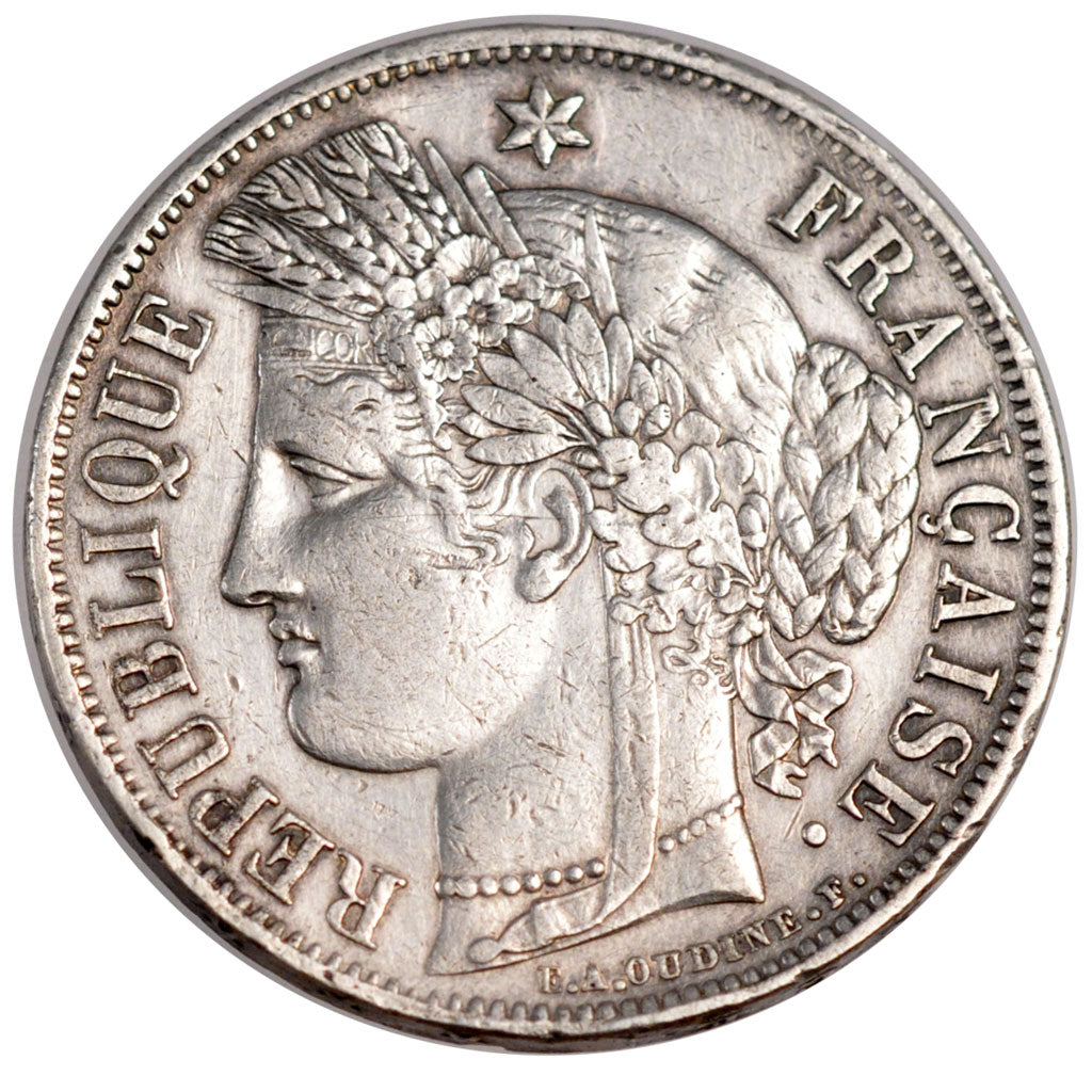 FRANCE, Cérès, 5 Francs, 1851, Paris, KM #761.1, EF(40-45), Silver, Gadoury #719