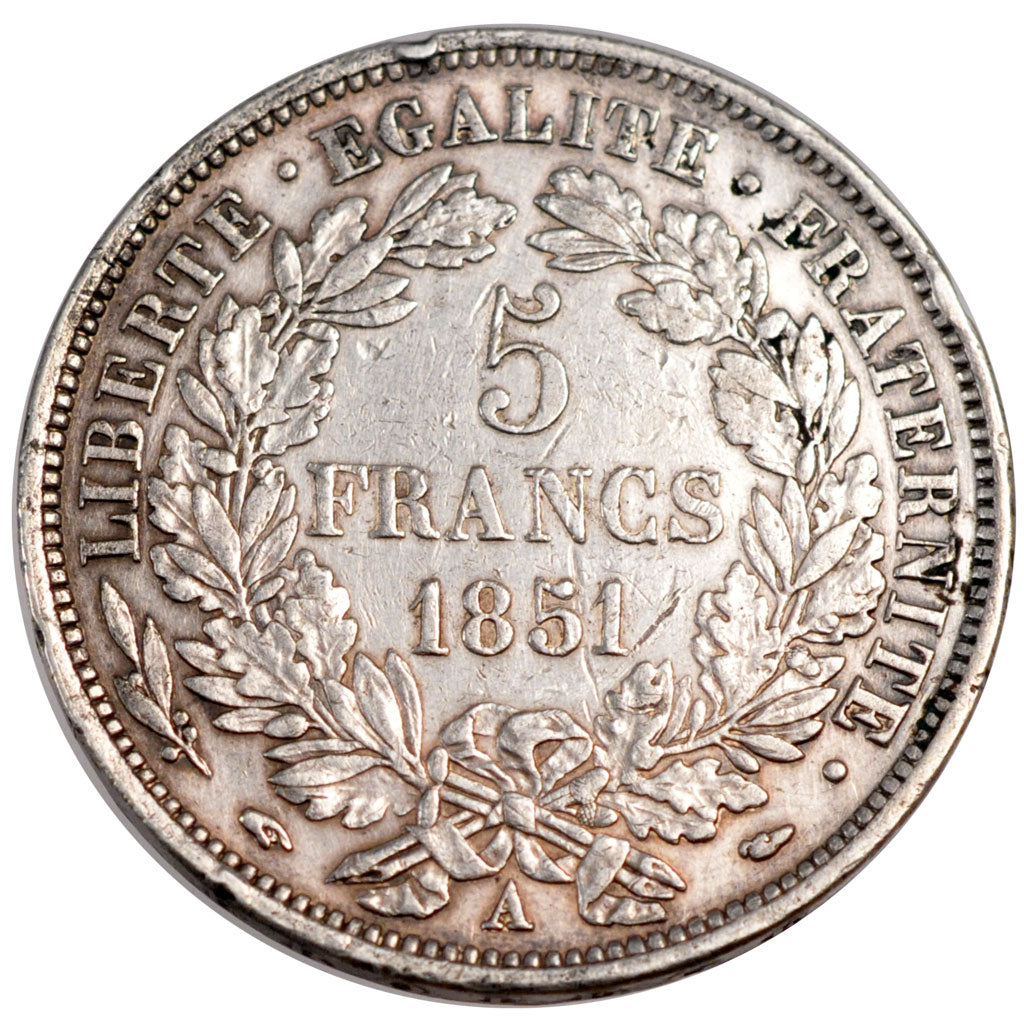 FRANCE, Cérès, 5 Francs, 1851, Paris, KM #761.1, EF(40-45), Silver, Gadoury #719