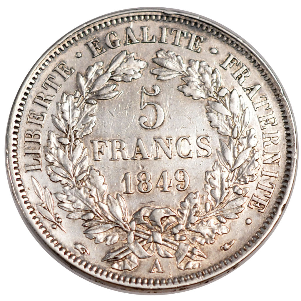 FRANCE, Cérès, 5 Francs, 1849, Paris, KM #761.1, AU(50-53), Silver, Gadoury #719