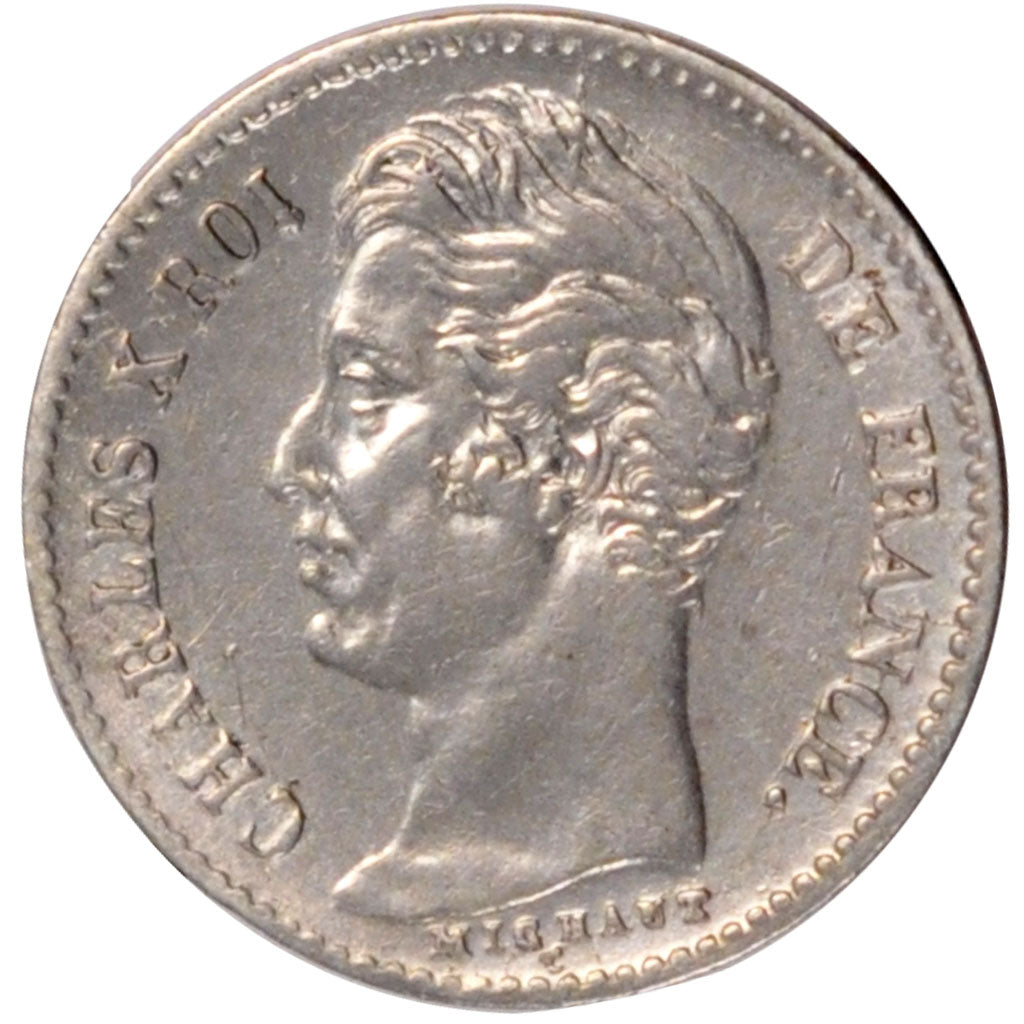 FRANCE, Charles X, 1/4 Franc, 1827, Paris, KM #722.1, AU(55-58), Silver,...