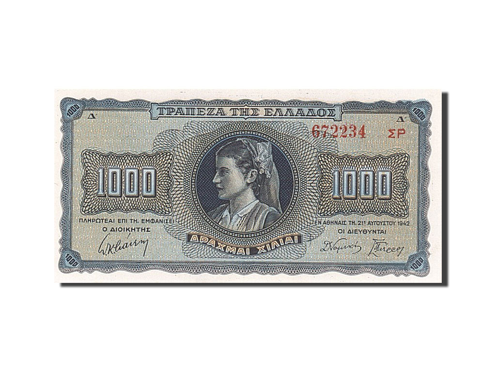 Grèce, 1000 Drachmai, type 1942