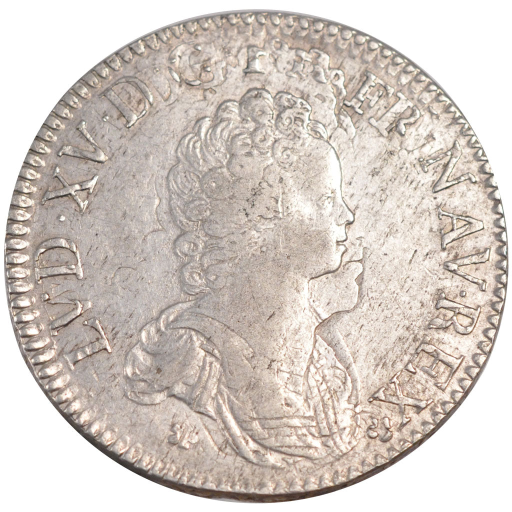 FRANCE, Écu Vertugadin, ECU, 1716, Paris, KM #414.1, EF(40-45), Silver, Gadoury