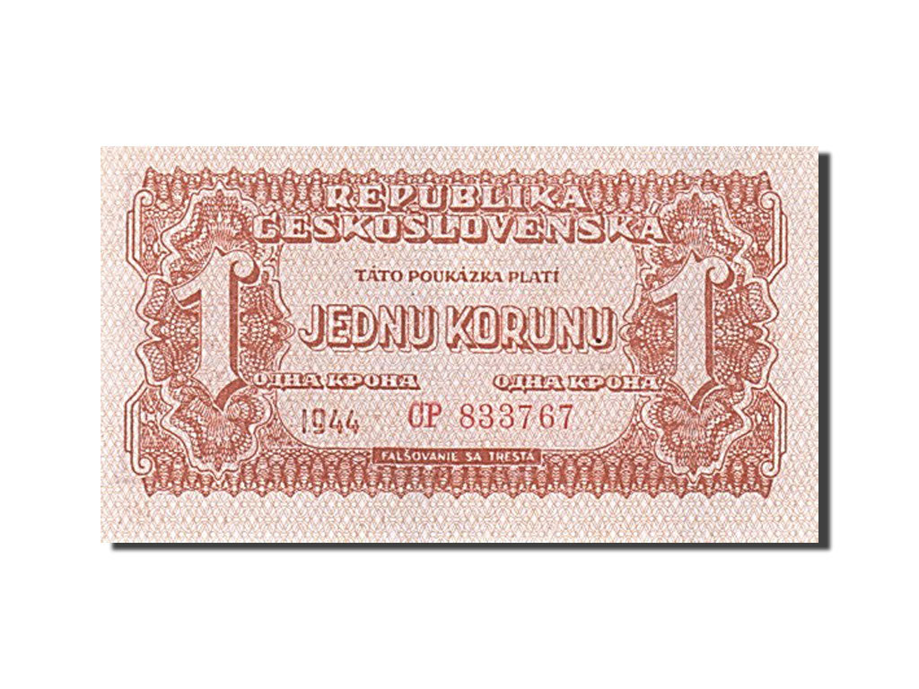 Czechoslovakia, 1 Koruna, 1944, KM #45a, UNC(65-70), CP 833767