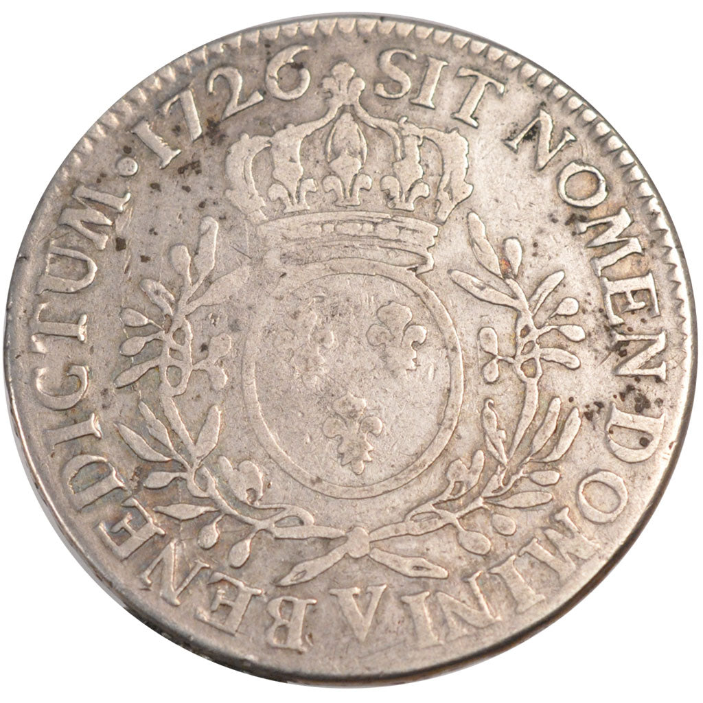 FRANCE, Écu aux branches d'olivier, ECU, 1726, Troyes, KM #486.21, VF(20-25), ..