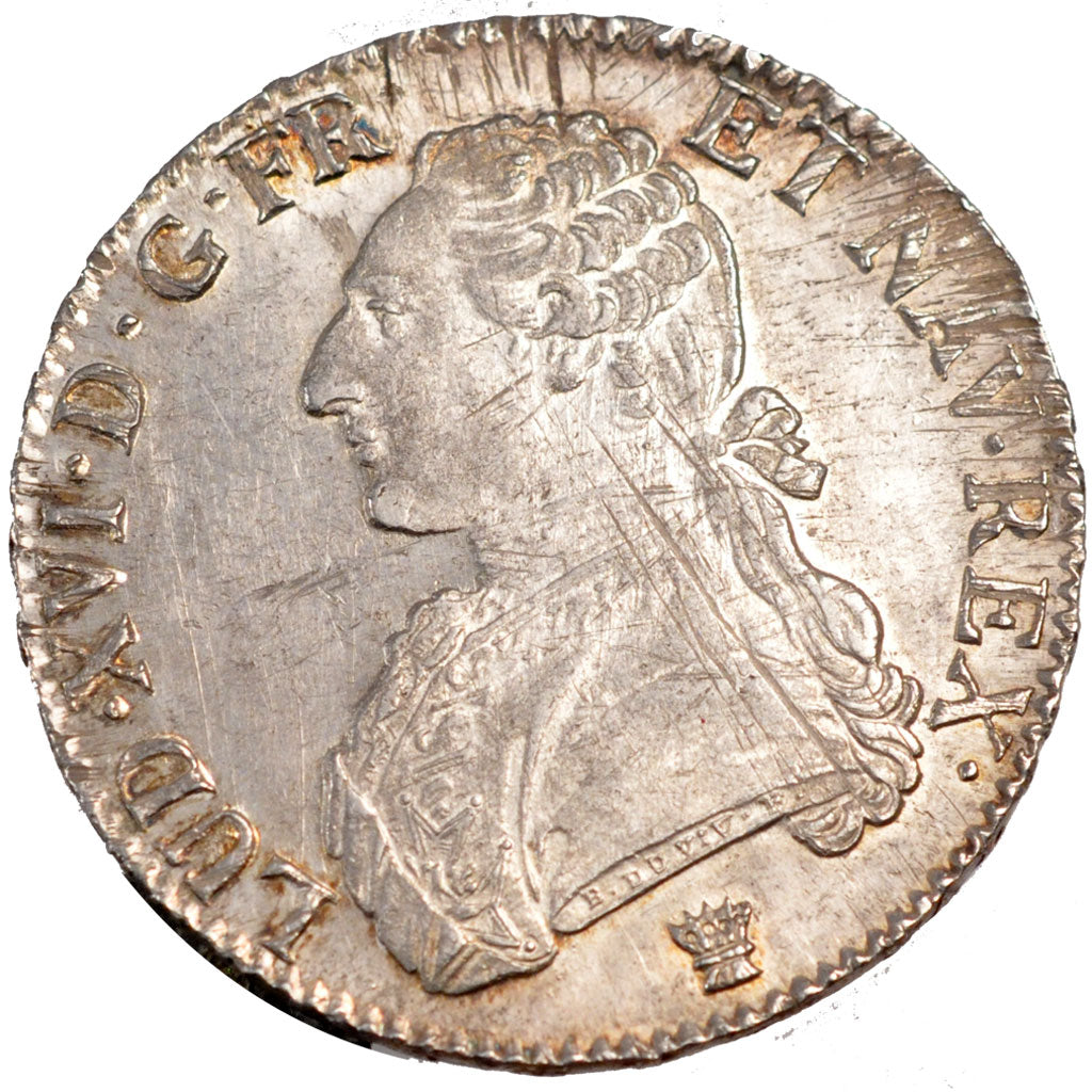 FRANCE, Écu aux branches d'olivier, ECU, 1790, Limoges, KM #564.7, AU(50-53), ..