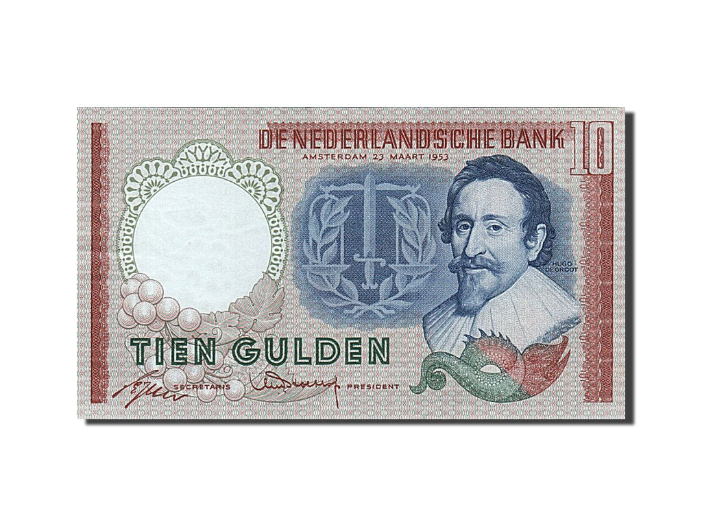 Netherlands, 10 Gulden, 1953, KM #85, 1953-03-23, UNC(65-70), 1 UZ 009240