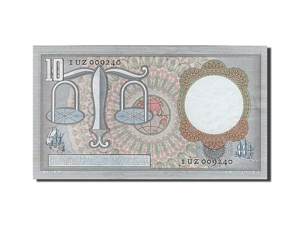 Netherlands, 10 Gulden, 1953, KM #85, 1953-03-23, UNC(65-70), 1 UZ 009240