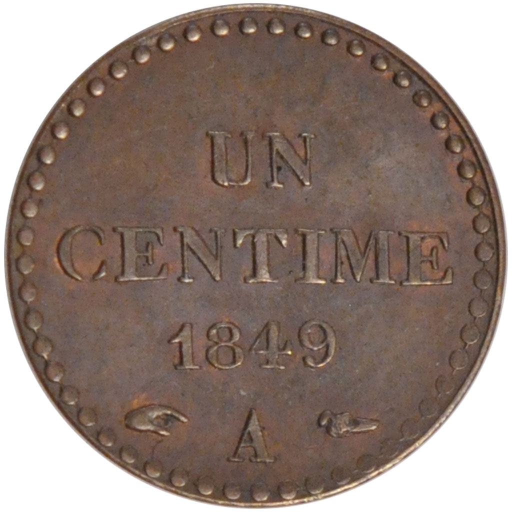 FRANCE, Dupré, Centime, 1849, Paris, KM #754, AU(50-53), Bronze, Gadoury #84, 2.