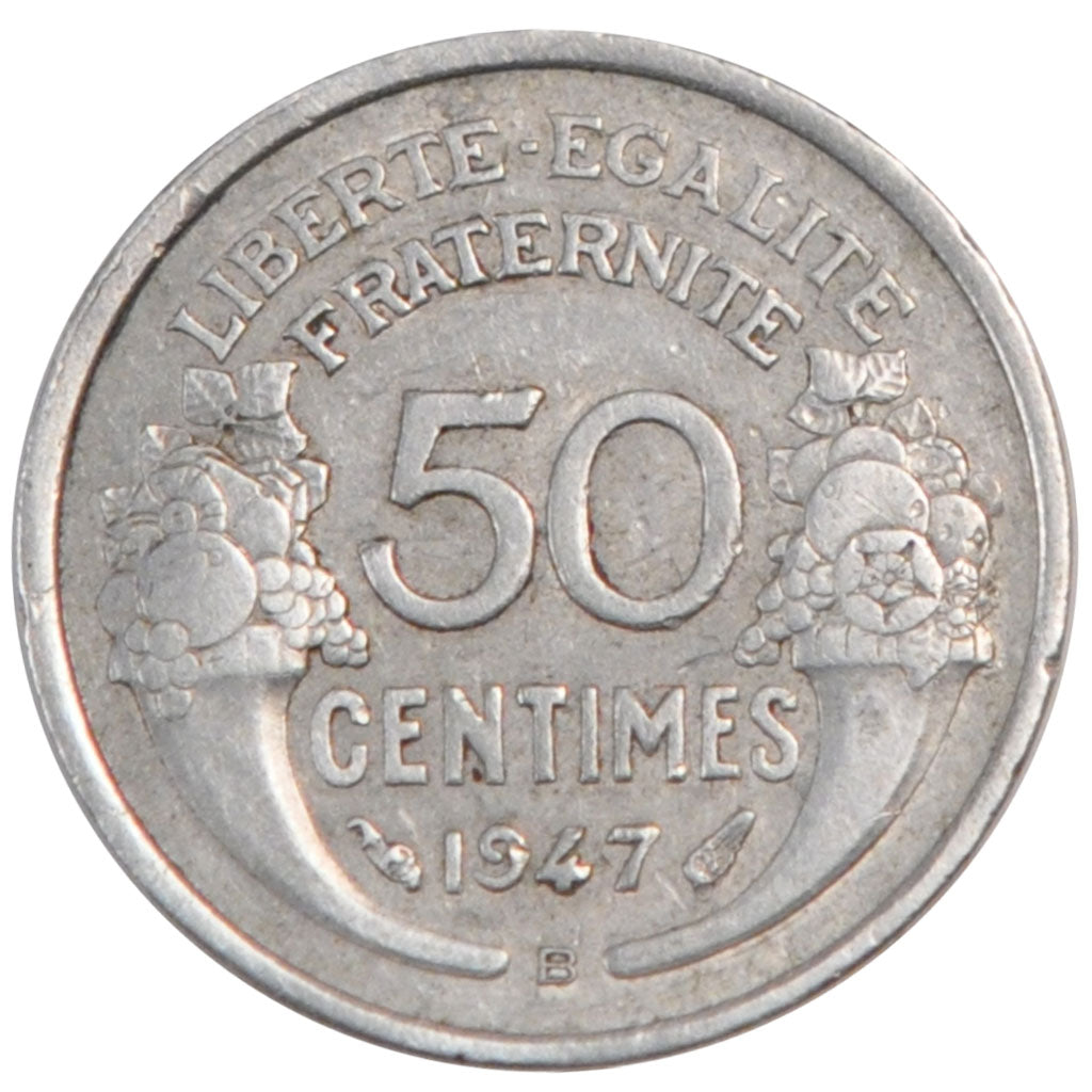Francia, 50 Centimes, 1947, Beaumont le Roger, BB, Alluminio, Gadoury:426b