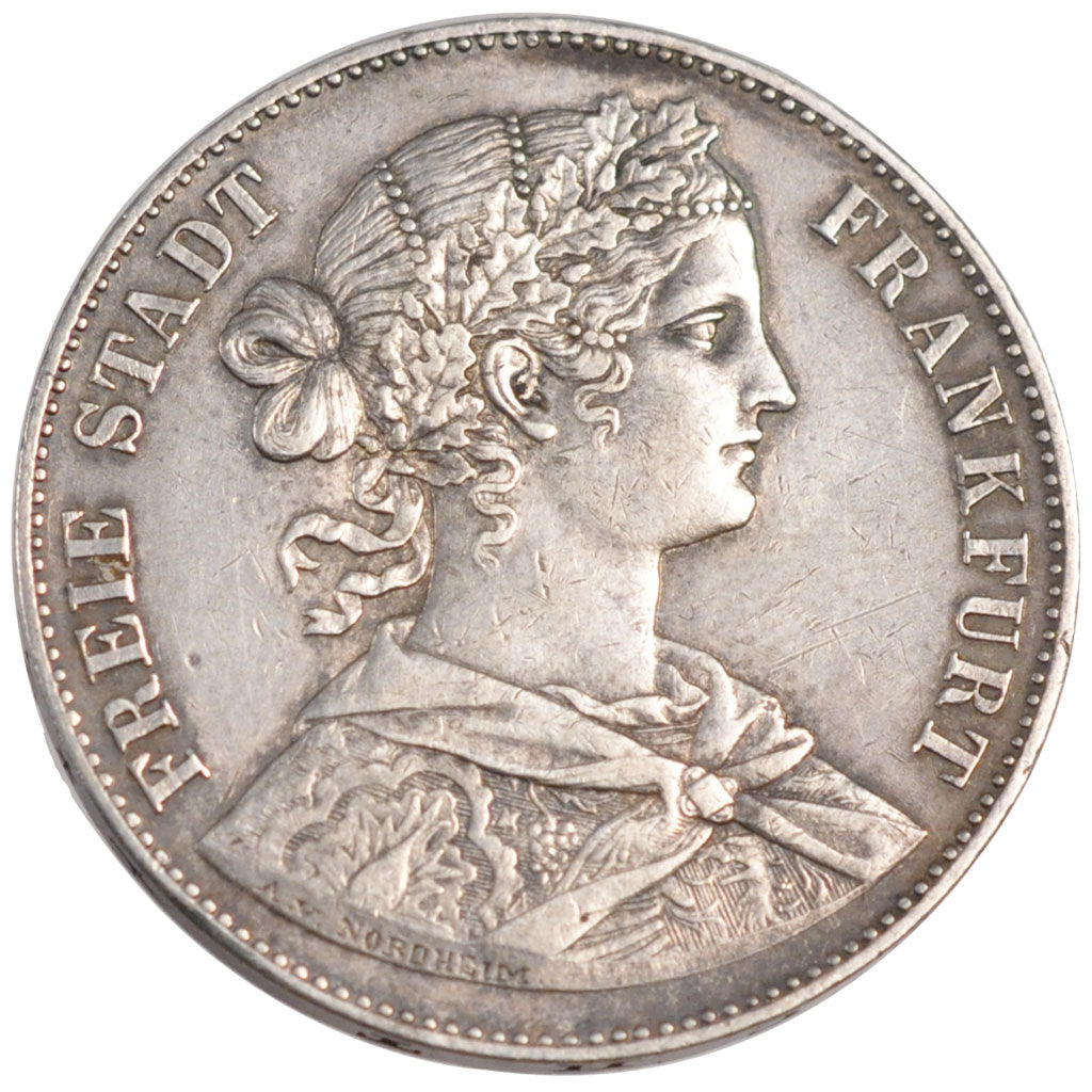 GERMAN STATES, Thaler, 1860, Frankfurt, KM #360, EF(40-45), Silver, 18.50