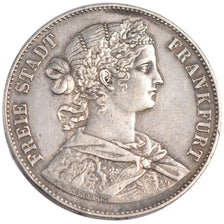GERMAN STATES, Thaler, 1860, Frankfurt, KM #360, EF(40-45), Silver, 18.50