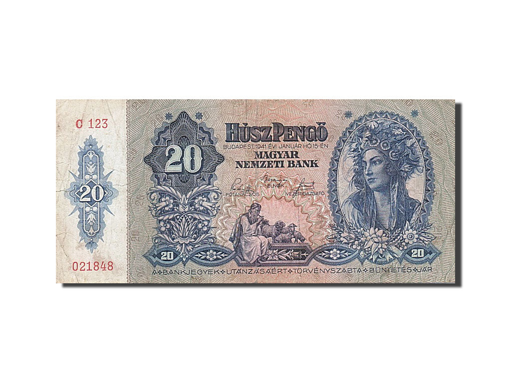 Hungary, 20 Pengö, 1941, KM #109, 1941-01-15, EF(40-45), C 123