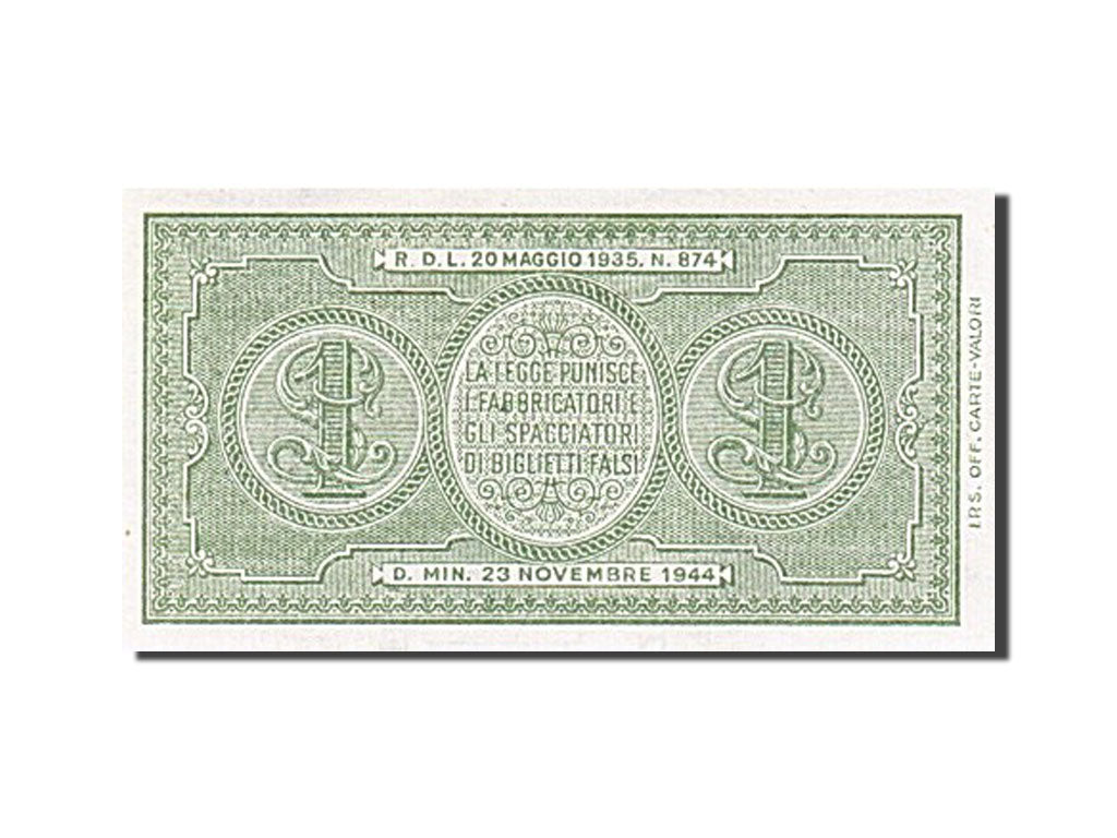 Italie, 1 Lira, type 1944