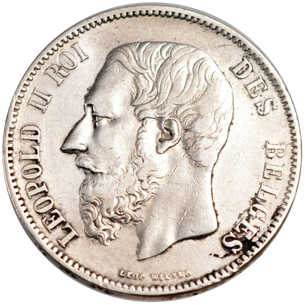 BELGIUM, 5 Francs, 5 Frank, 1868, KM #24, EF(40-45), Silver, 24.86