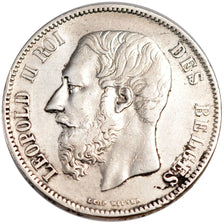 BELGIUM, 5 Francs, 5 Frank, 1868, KM #24, EF(40-45), Silver, 24.86