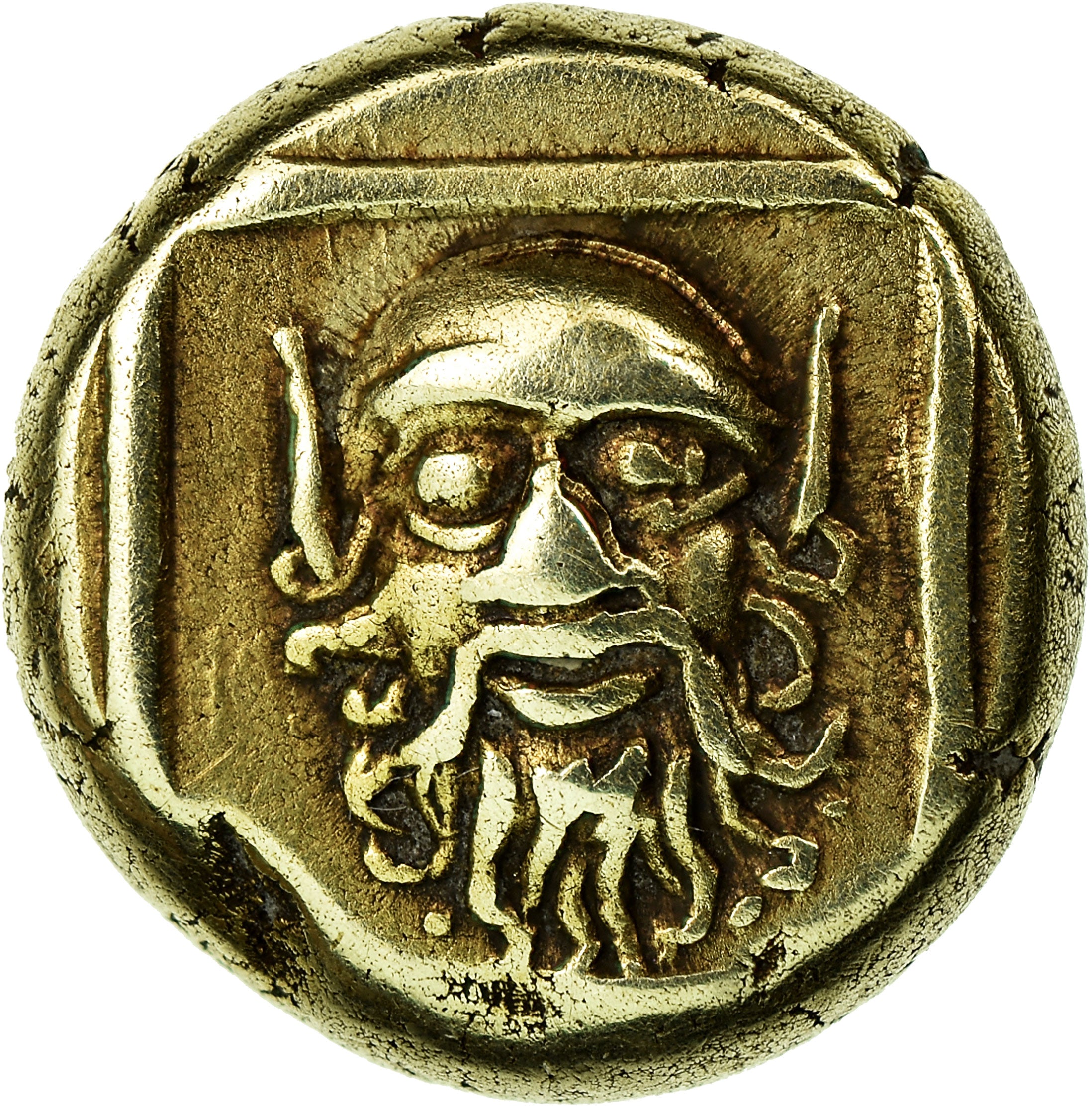 Coin, Lesbos, Mytilene, Helios, Hekte, 377-326 BC, AU(50-53), Electrum