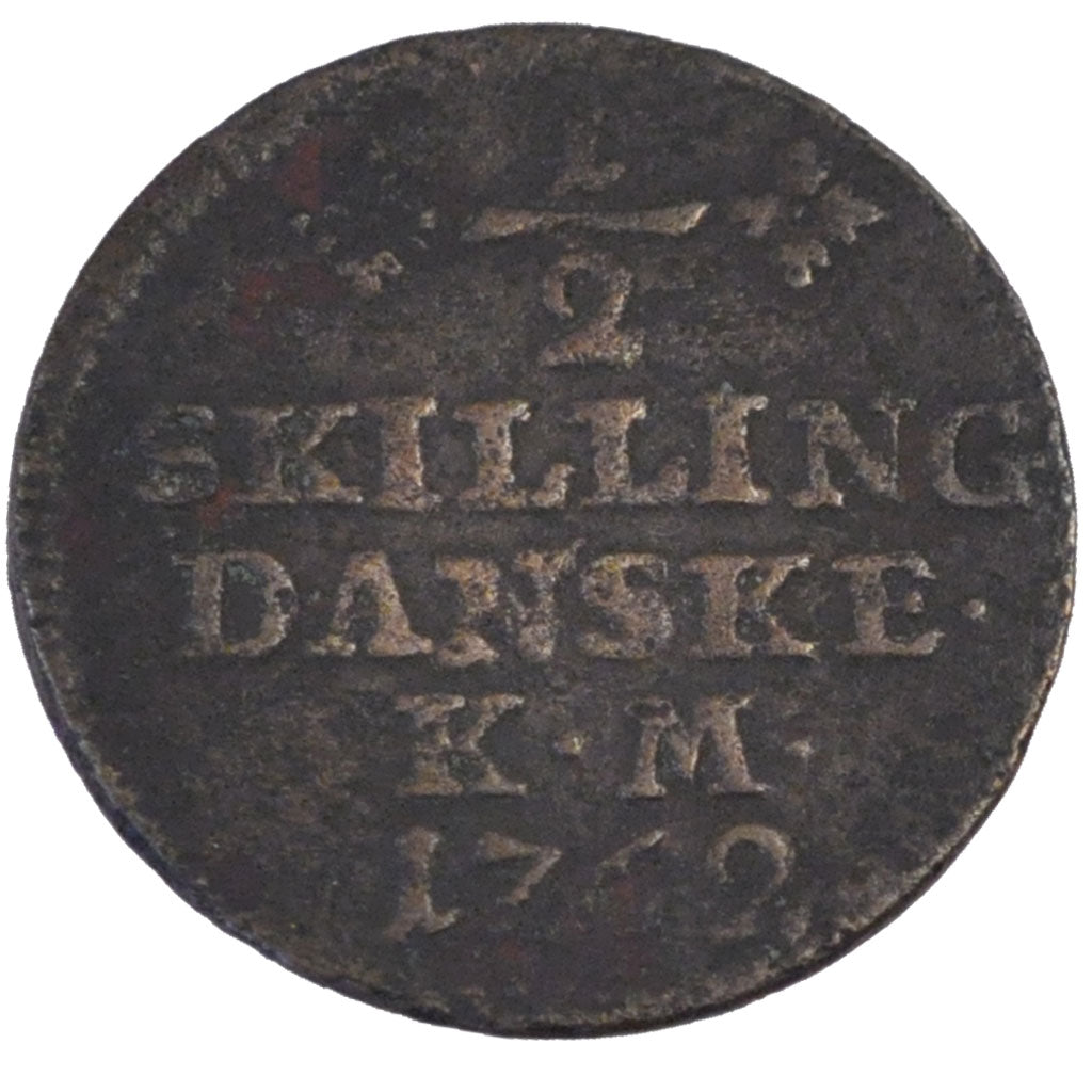 DENMARK, 1/2 Skilling, 1762, Copenhagen, KM #577.2, EF(40-45), Copper, 3.14