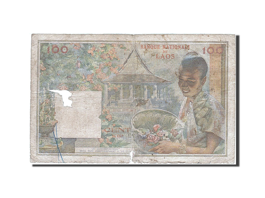 Geldschein, Lao, 100 Kip, 1957, SGE