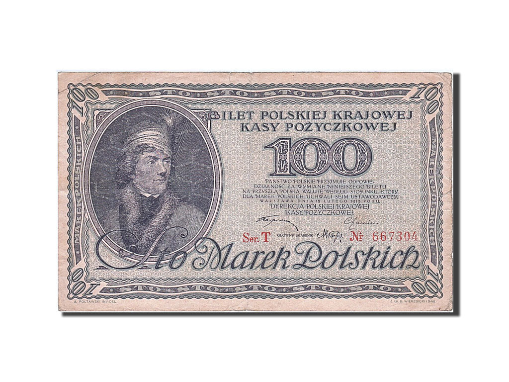 Poland, 100 Marek, 1919, KM #17a, 1919-02-15, EF(40-45), T 667304