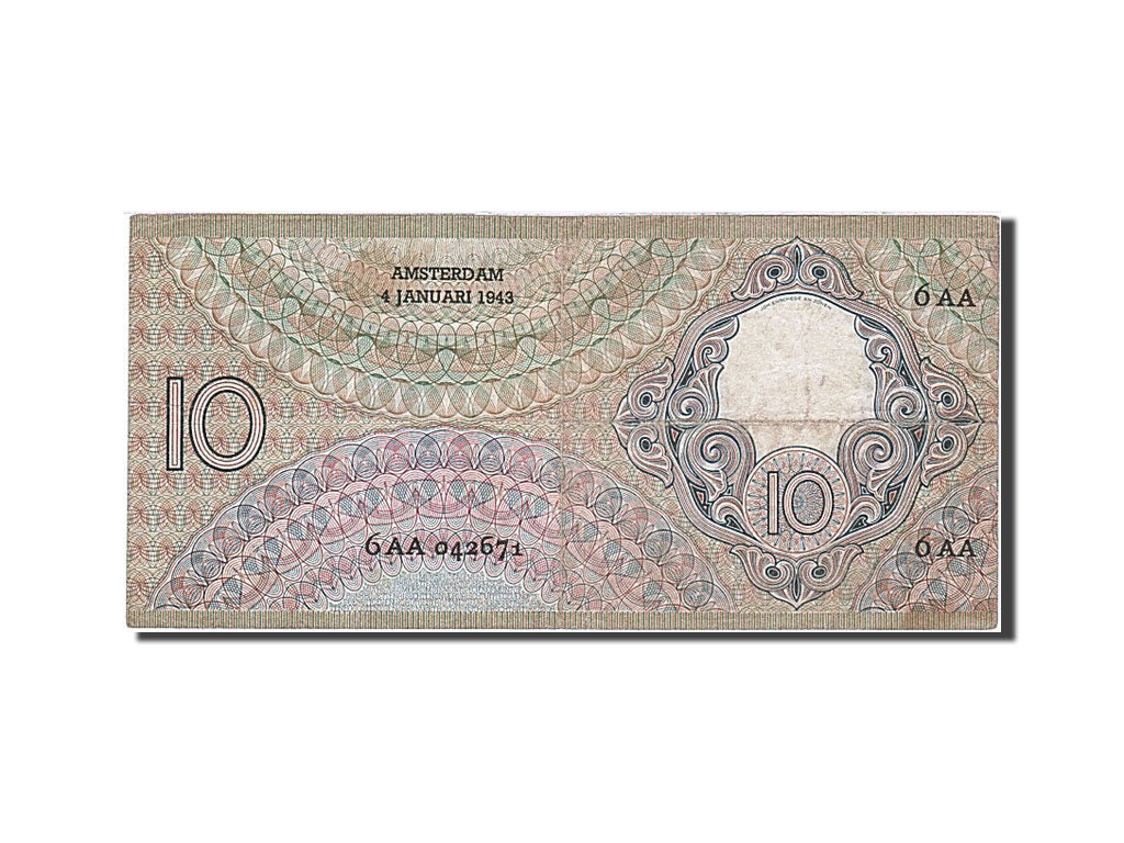 Netherlands, 10 Gulden, 1943, KM #59, 1943-01-04, EF(40-45), 6AA042671