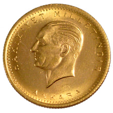 TURKEY, 100 Kurush, 1976, Ankara, KM #855, MS(60-62), Gold, 7.22