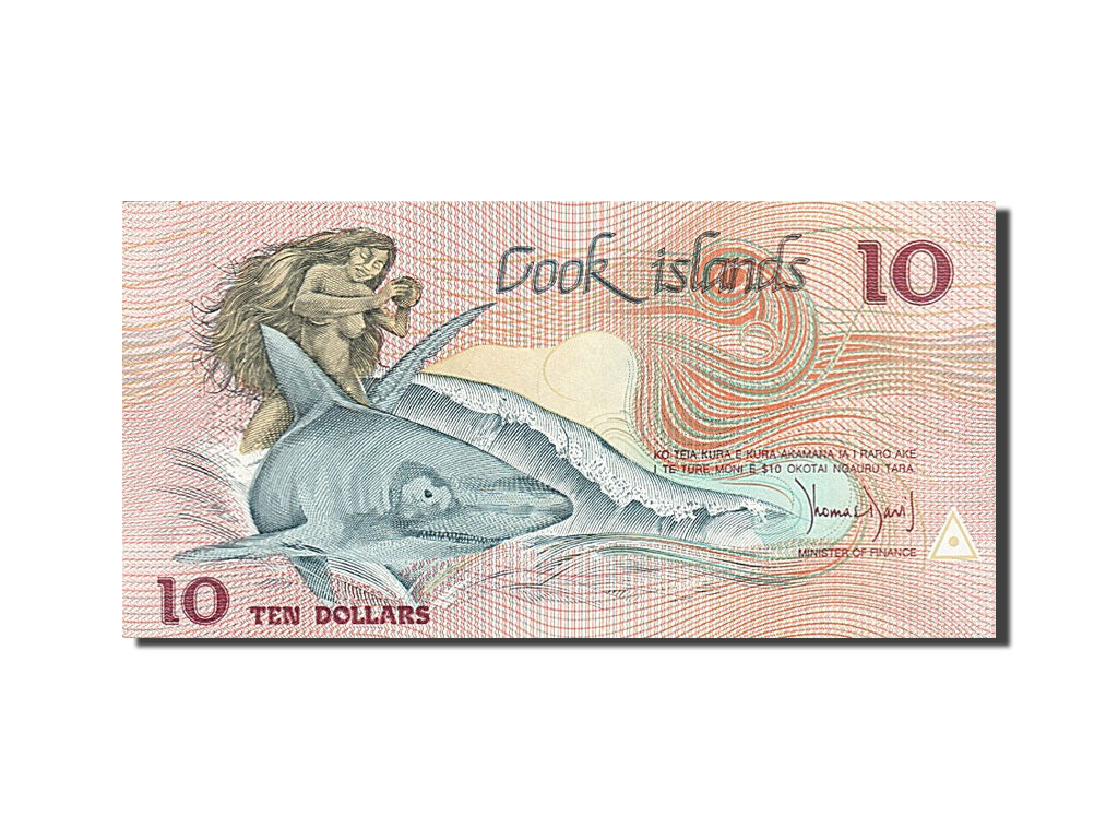 Geldschein, Cookinseln, 10 Dollars, 1987, UNZ