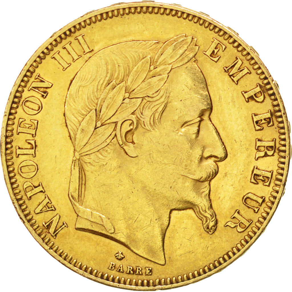 Coin, France, Napoleon III, Napoléon III, 50 Francs, 1866, Paris, AU(50-53)
