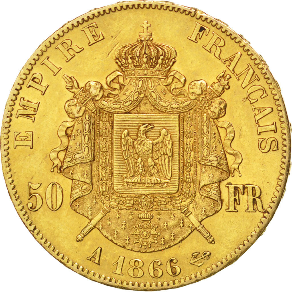 Coin, France, Napoleon III, Napoléon III, 50 Francs, 1866, Paris, AU(50-53)