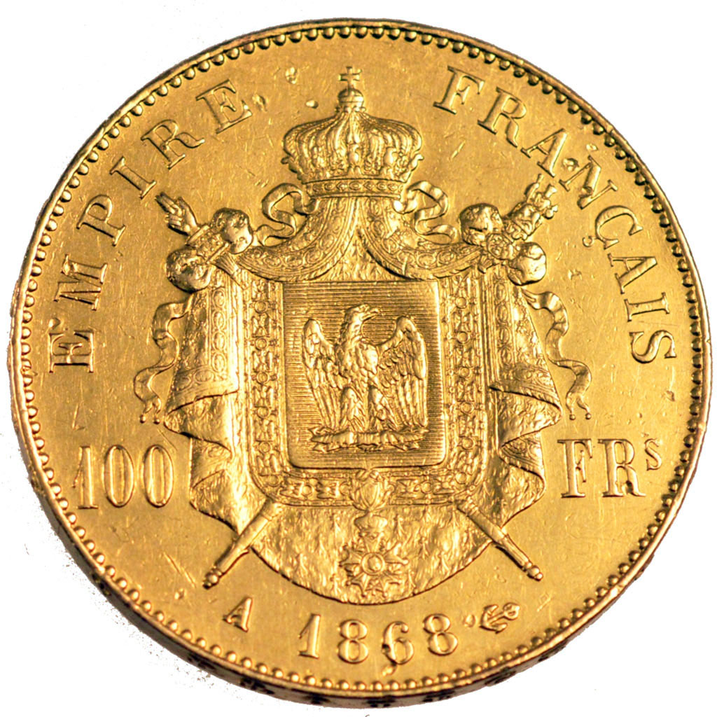 FRANCE, 100 Francs, 1868, Paris, AU(50-53), Gold, Gadoury #1136, 32.20