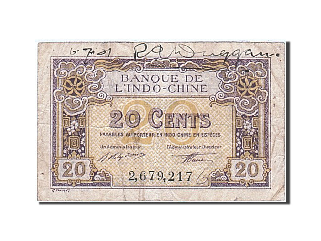 French Indo-China, 20 Cents, 1920, KM #45a, VF(30-35), 2.679.217