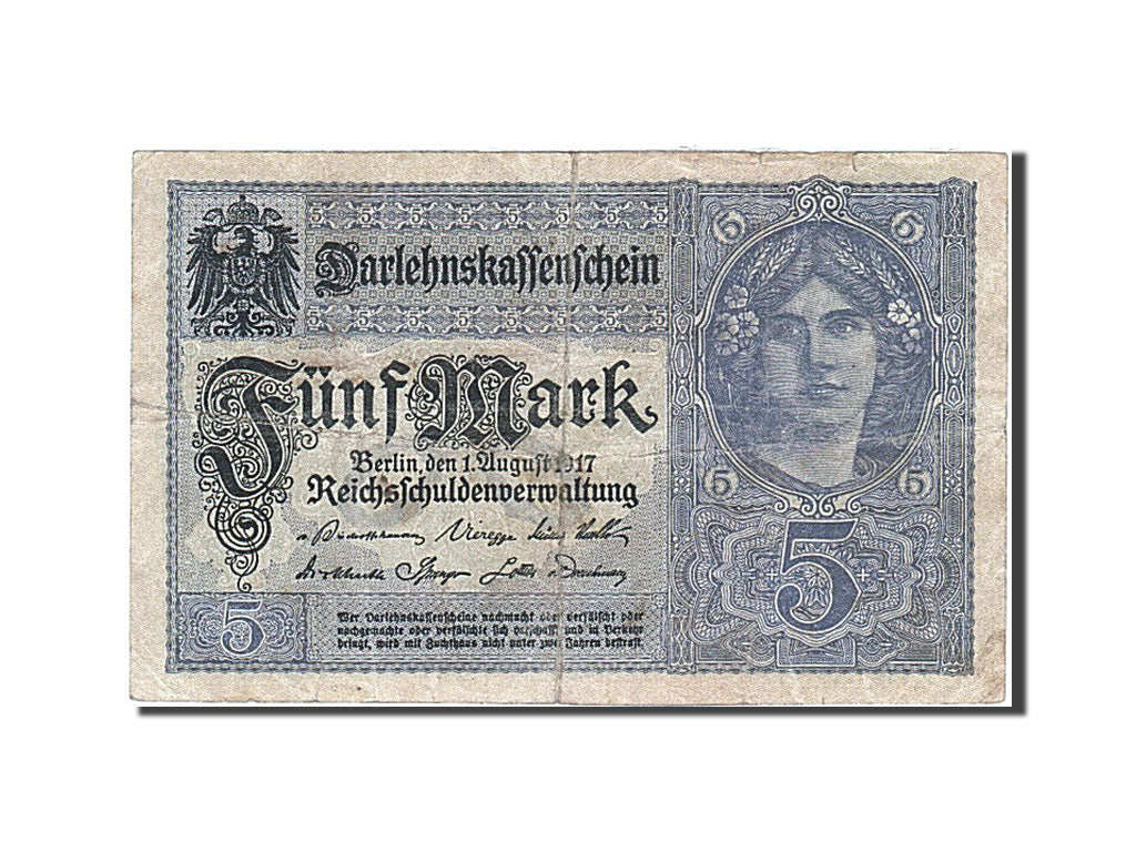 Banknote, Germany, 5 Mark, 1917, 1917-08-01, VF(20-25)