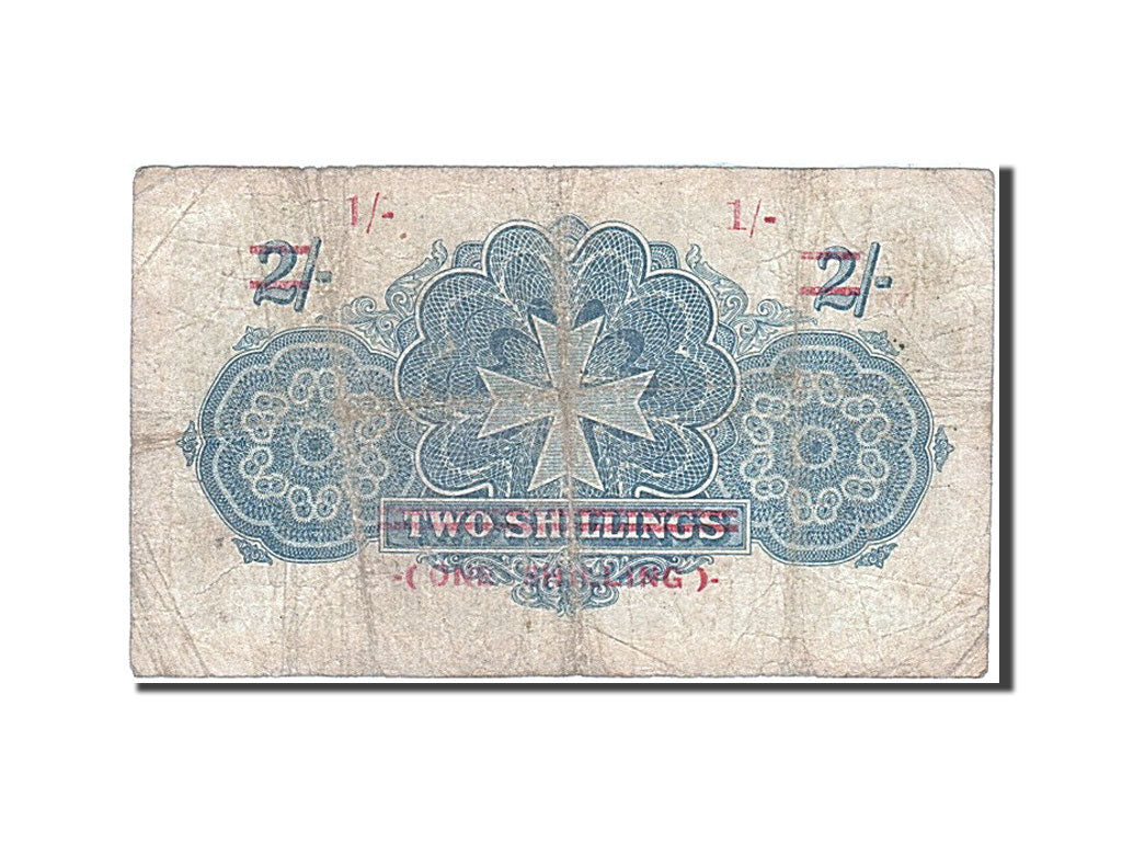 Malta, 1 Shilling on 2 Shillings, 1940, KM #15, F(12-15), A/I 35190