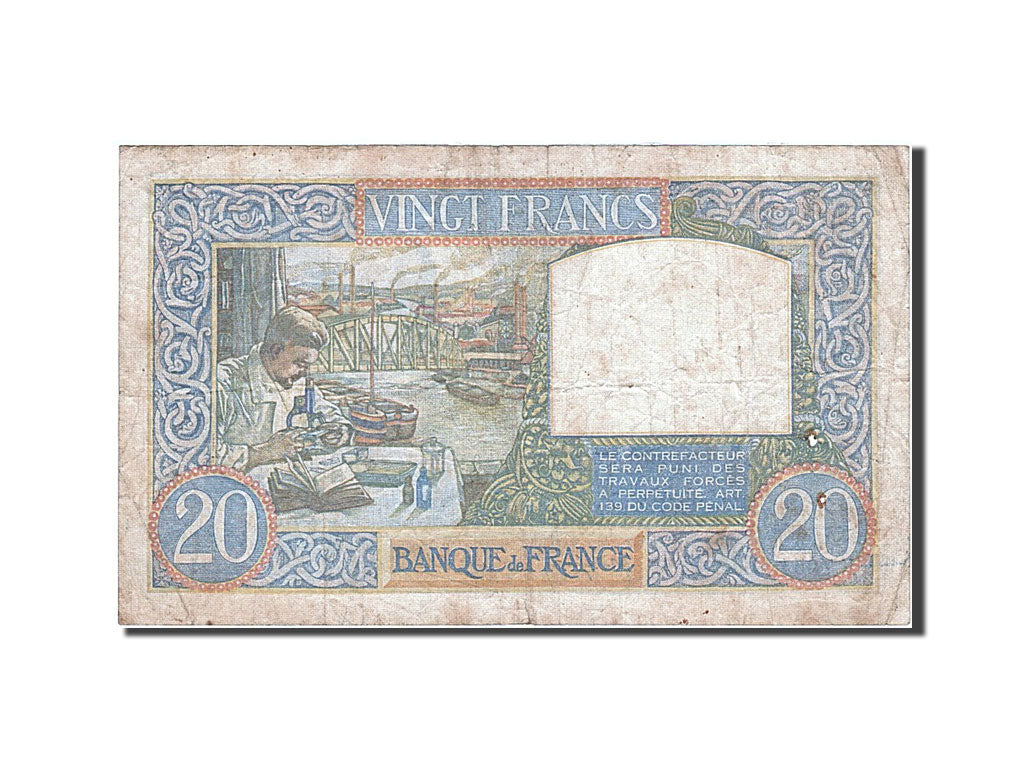 France, 20 Francs, 20 F 1939-1942 ''Science et Travail'', 1941, KM #92b,...