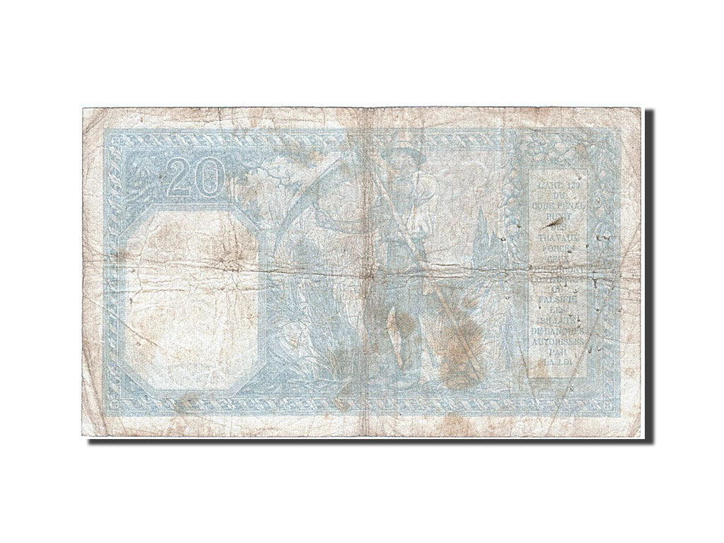 Francia, 20 Francs, 20 F 1916-1919 ''Bayard'', 1918, KM:74, 1918-11-21, MB, F...