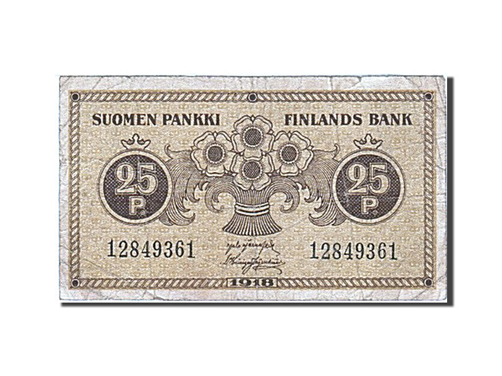 Finland, 25 Penniä, 1918, KM #33, VF(30-35), 12849361