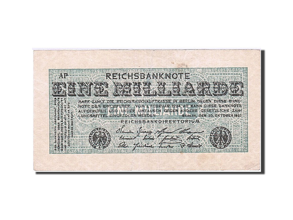 Germany, 1 Milliarde Mark, 1923, KM #122, 1923-10-20, AU(50-53), AP